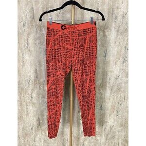Ethika Womens Sz Medium Orange Abstract Skinny Leg Leggings Modal Athletic EUC